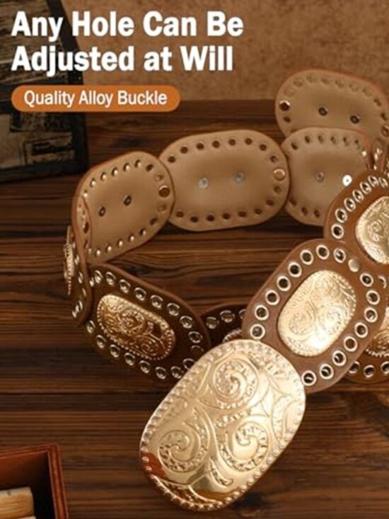 Women\'s Concho Wide Western Disc Cowgirl Boho Belt main image 4